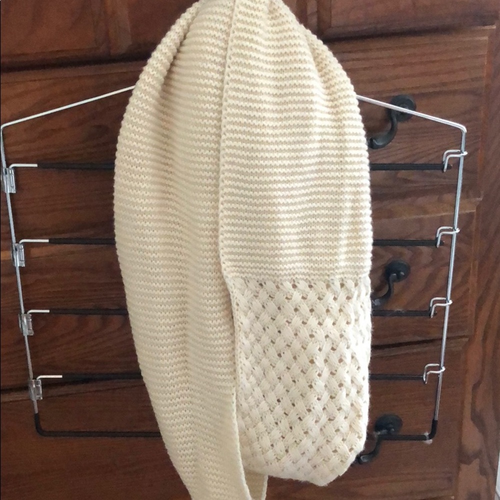 Cream colored textured infinity scarf